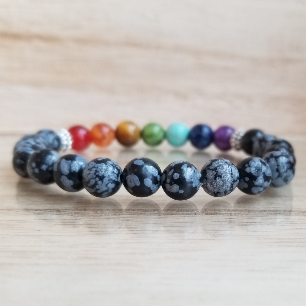 7 Chakra Bracelet with Black Howlite - Picture 4 of 7